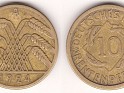 Rentenmark - 10 Rentenpfennig - Germany - 1922 - Aluminum-Bronze - KM# 33 - 21 mm - 0